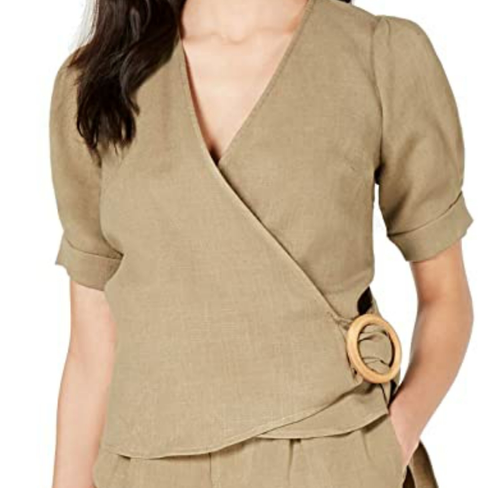 JOA Surplice SS Linen Top Small